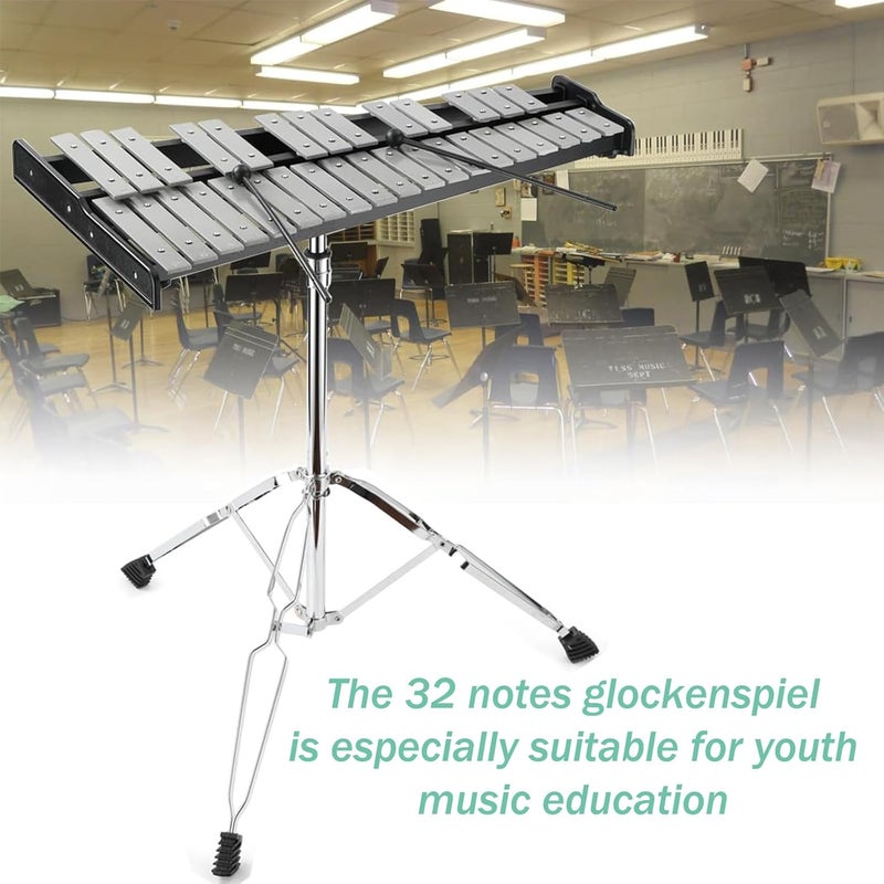 Lfhelper 32 Note Percussion Glockenspiel Bell Kit, Percussion Xylophone with 2 Mallets, Adjustable Glockenspiel Stand, Carring Bag, Xylophone Instrument for Adult - Image 4